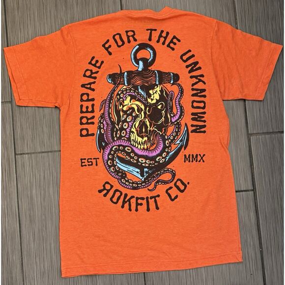 RokFit Men’s "Prepare For The Unknown" Orange Short Sleeve T-shirt Size Medium - Picture 4 of 5